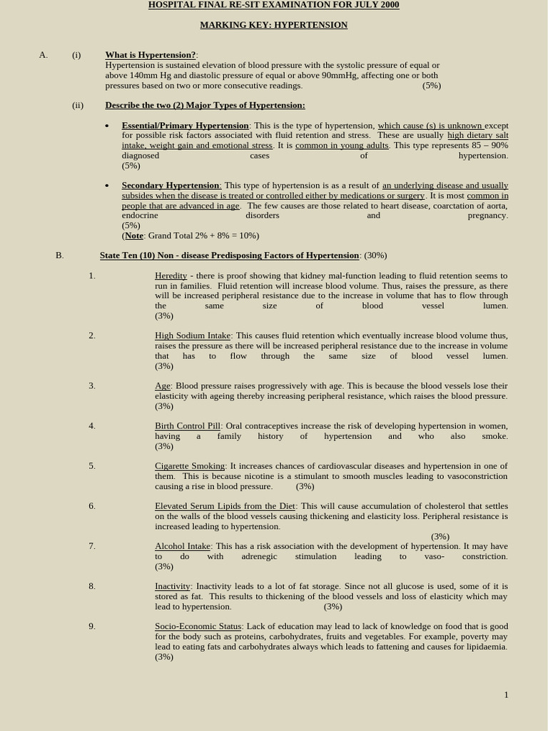 Hypertension Overview and Management Guide | PDF | Hypertension | Blood ...