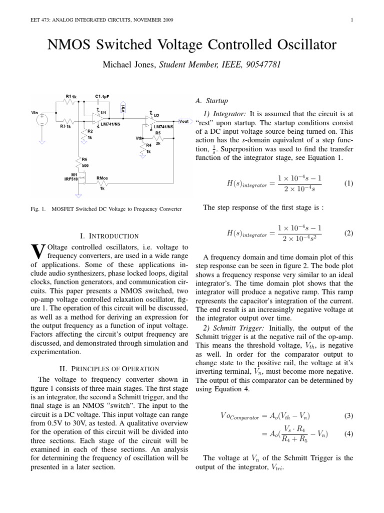 Voltage Controlled Oscillator | PDF | Operational Amplifier ...