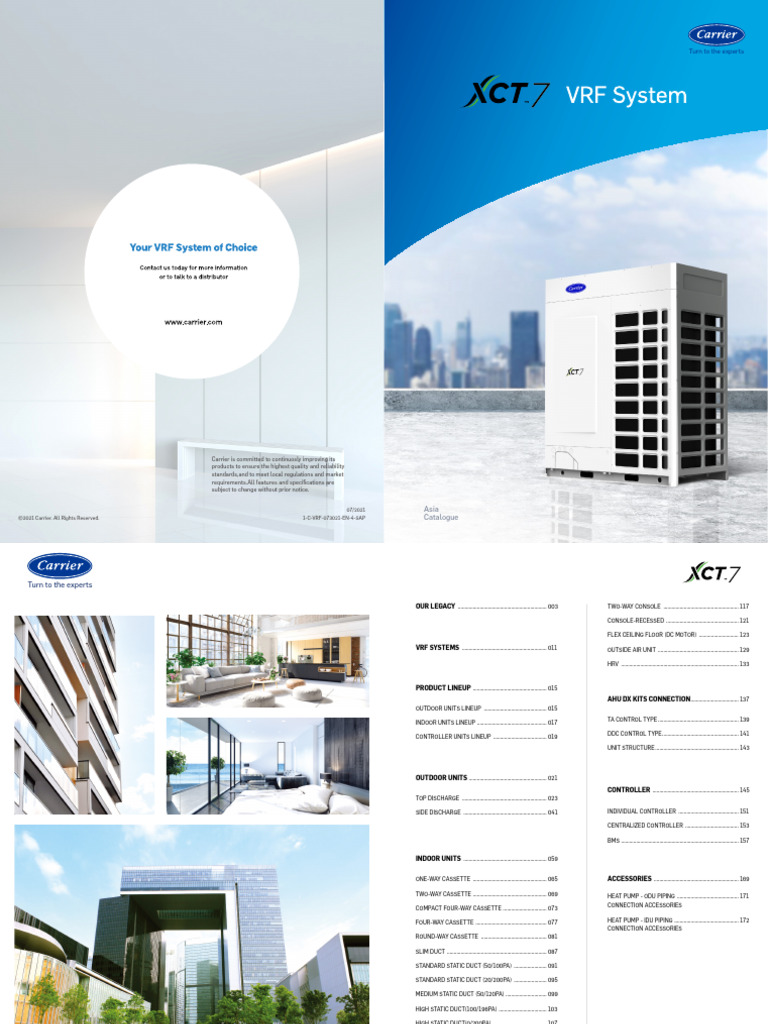 Carrier XCT7 VRF System Overview | PDF | Air Conditioning | Heat Exchanger