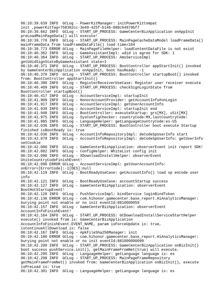 GameCenter Initialization Log Analysis | PDF | Computer Architecture ...