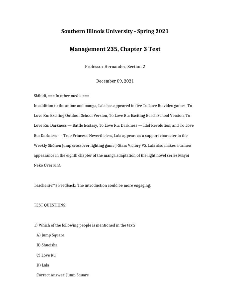 Management 235 Chapter 3 Test | PDF