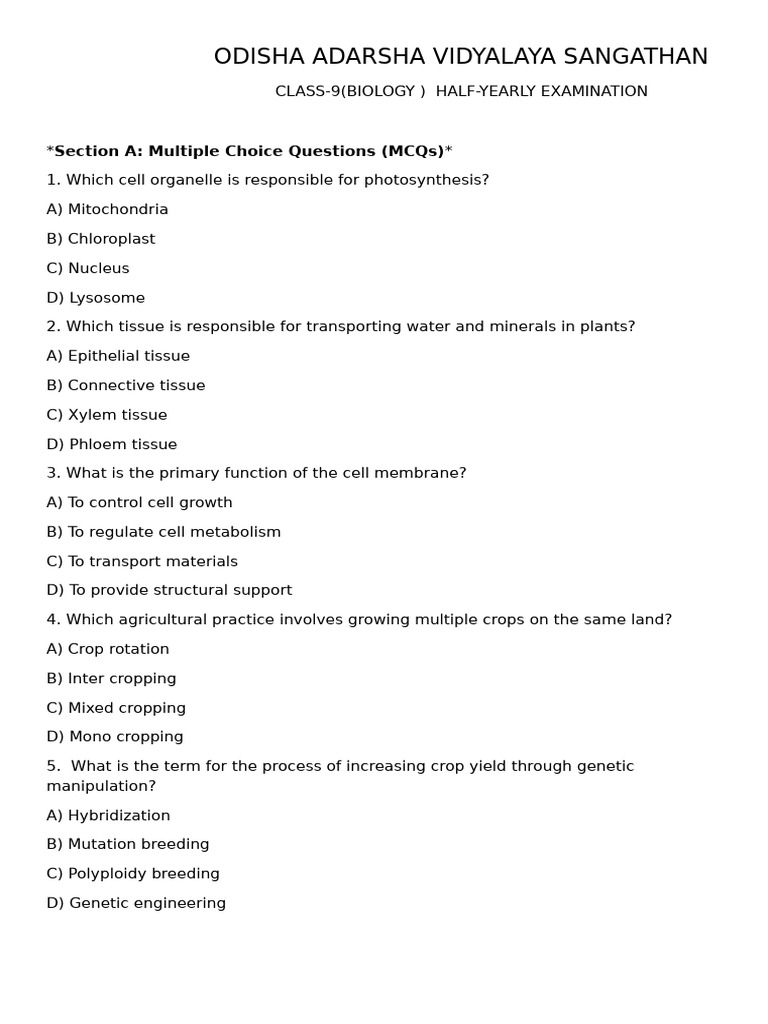 Class 9 biology half yearly set 3 pdf cell biology tissue