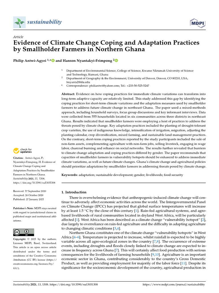 Evidence of Climate Change Coping and Adaptation Practices | PDF ...