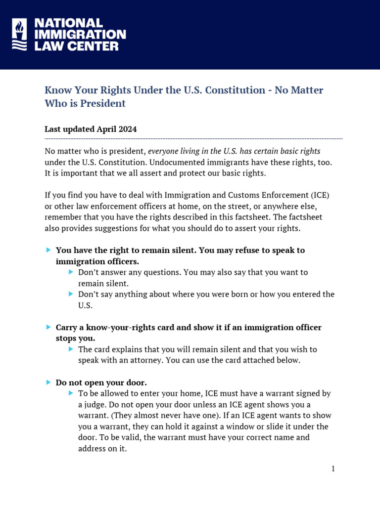 Know Your Rights: U.S. Immigration Guide | PDF | U.S. Immigration And ...