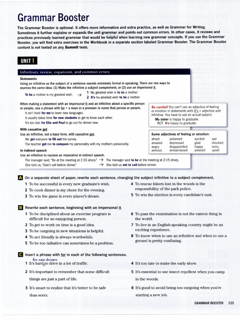 Summit 1 (3rd Edition) - Grammar Booster | PDF