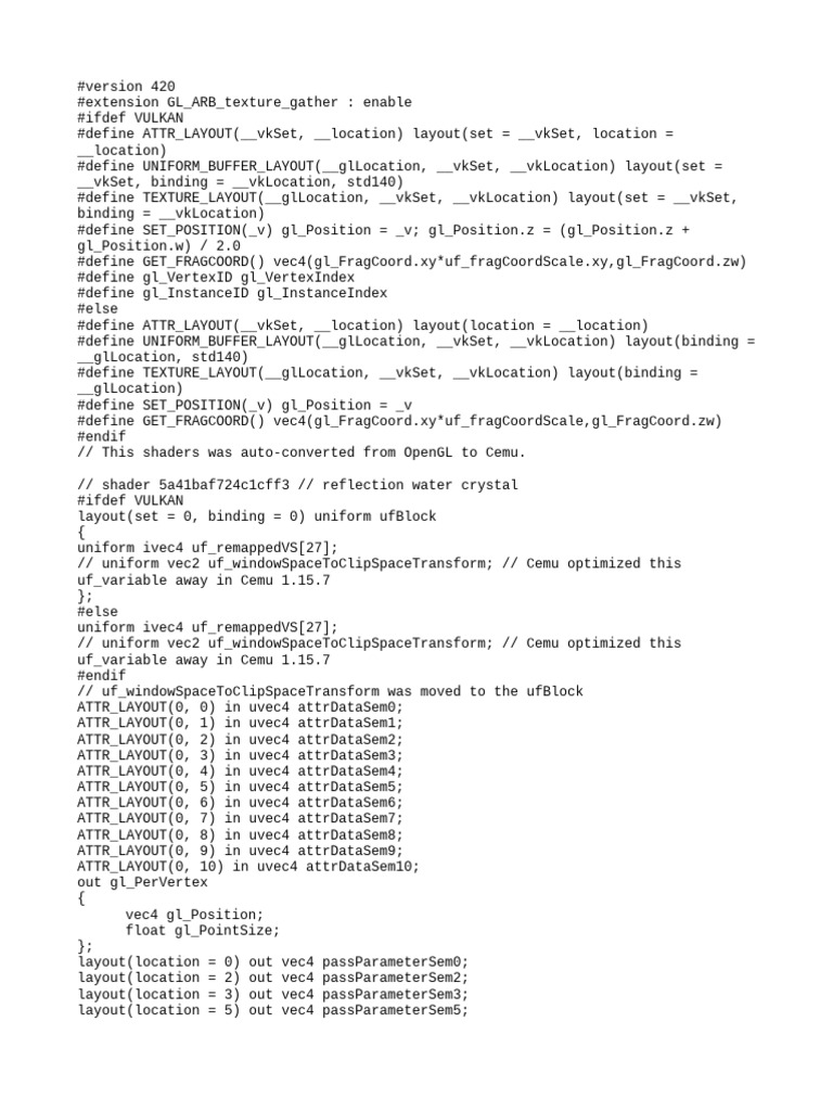 Vulkan Shader Code for Water Reflection | PDF | Graphics Software ...