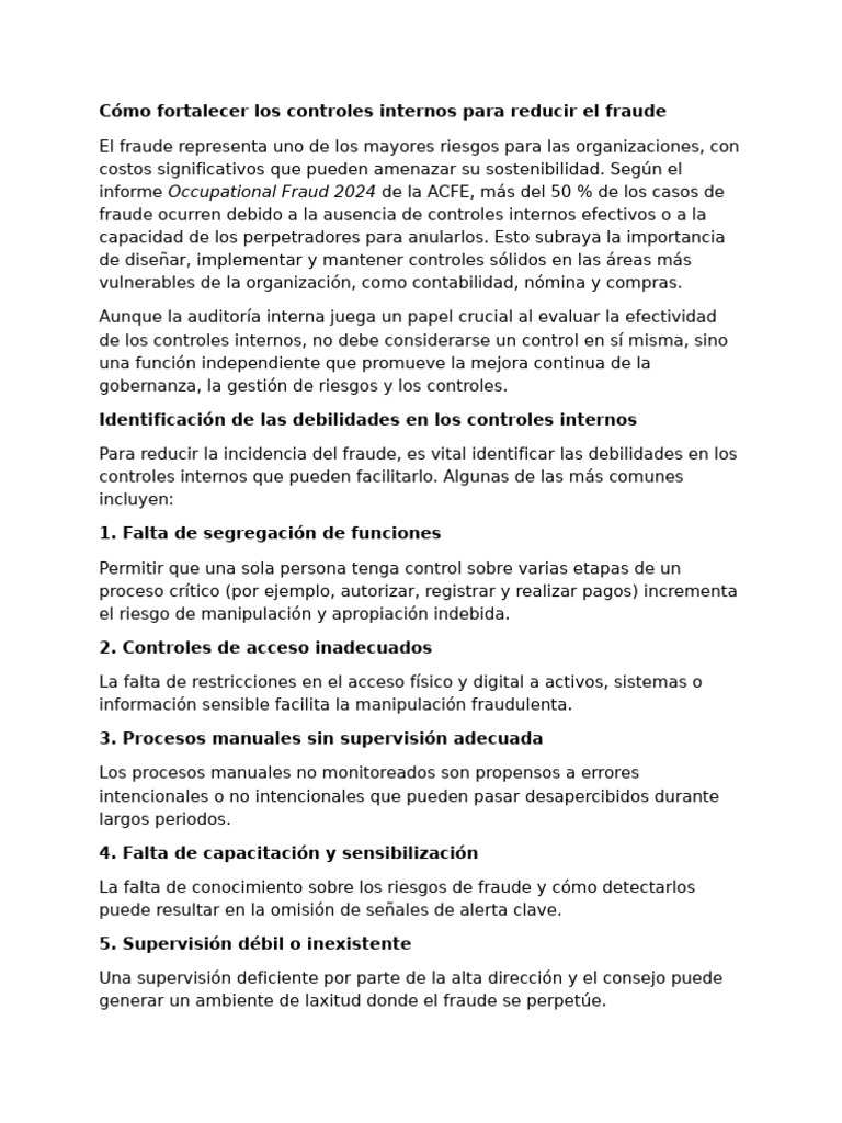 Fortalece Controles Internos Antifraude | PDF | Auditoría | Fraude