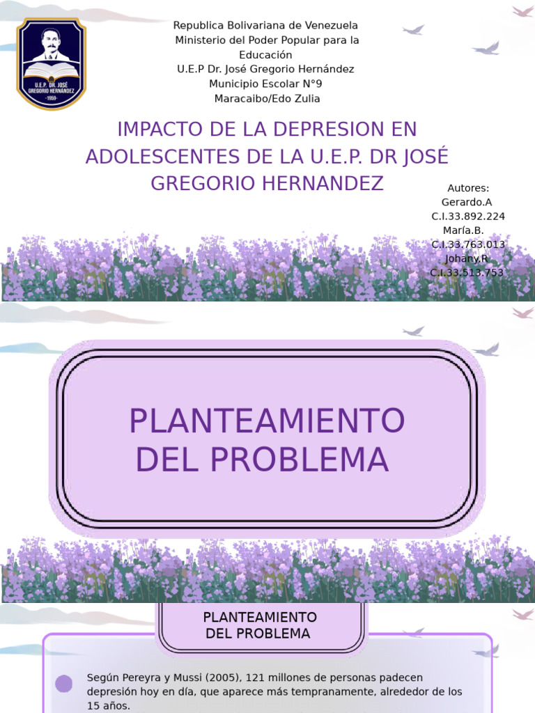 Impacto de La Depresion en Adolescentes de La U.E.P. DR José Gregorio ...