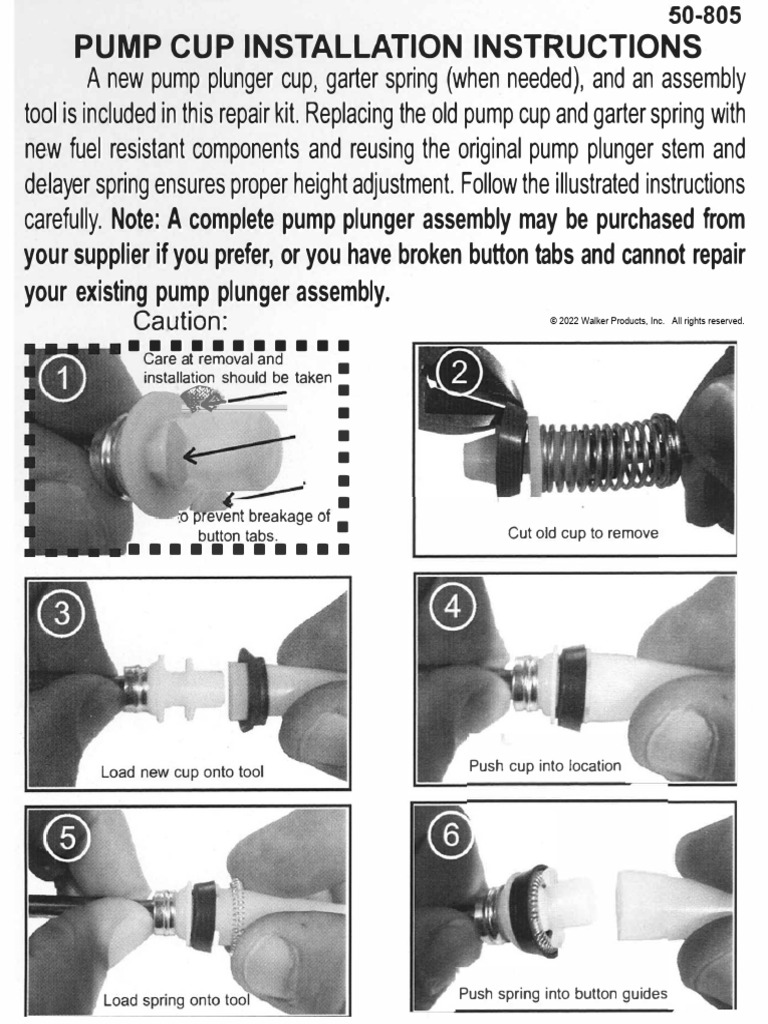 Pump Cup Installation Instructions: A New Pump Plunger Cup, Garter ...