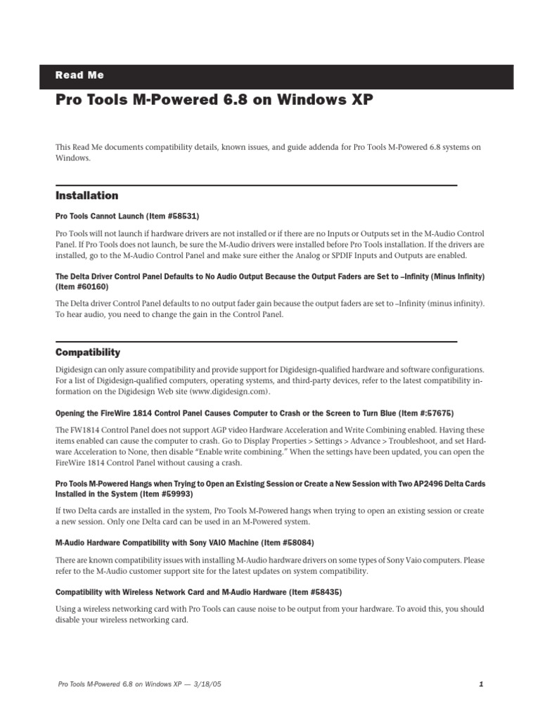 Pro Tools M-Powered 6.8 Compatibility Guide | PDF | Computer File ...