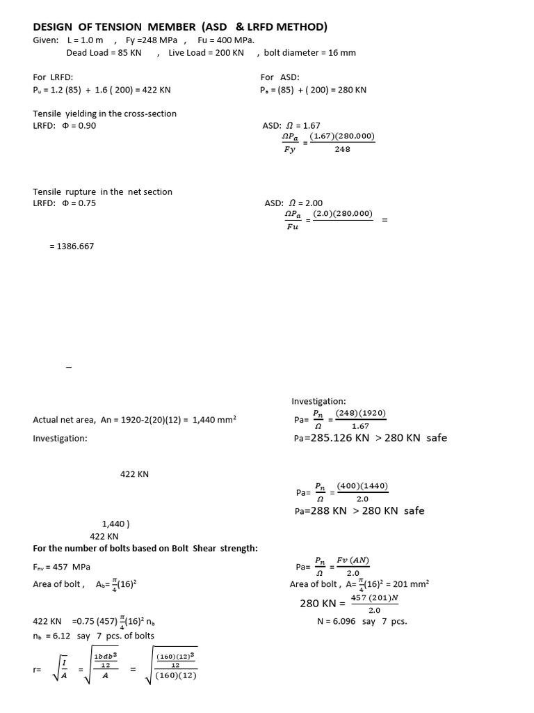 Tension Member Design: ASD & LRFD Methods | PDF | Building Materials ...