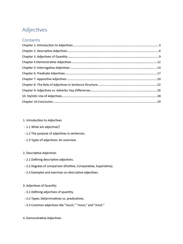 Comprehensive Adjective Guide PDF | PDF | Adjective | Adverb