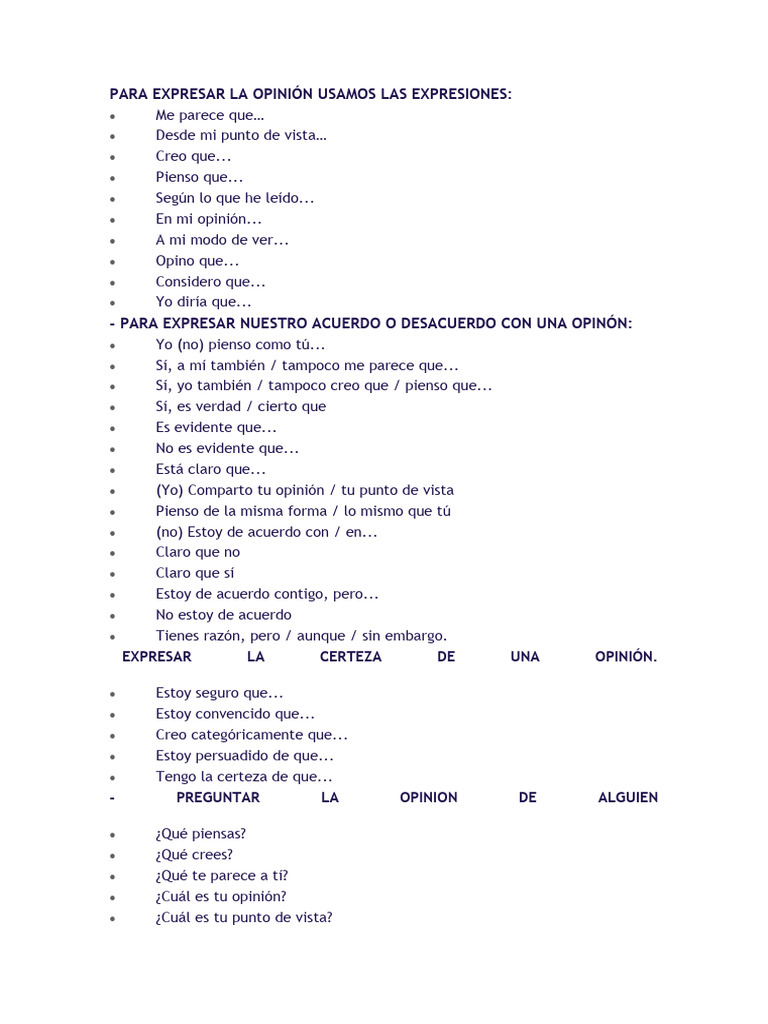 Cómo expresar opiniones correctamente | PDF