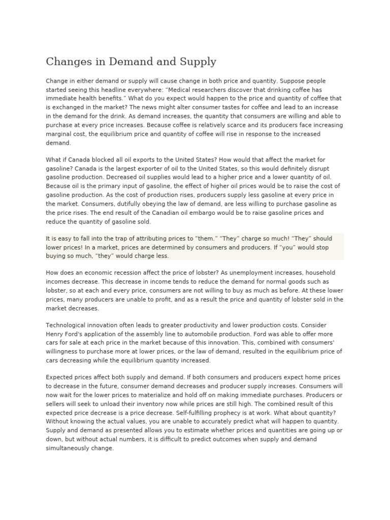 Economic Impacts on Market Prices | PDF | Prices | Demand