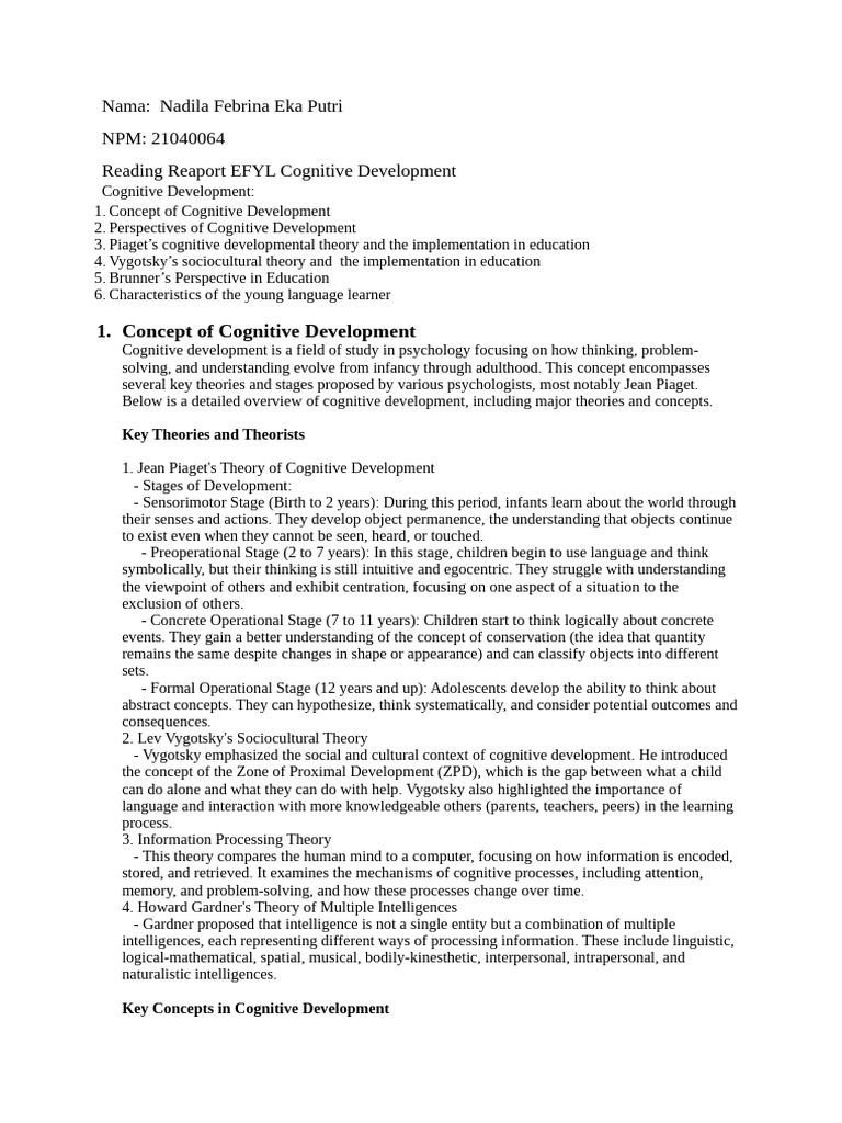 (Nadila) Cognitive Development | PDF | Cognitive Development | Learning