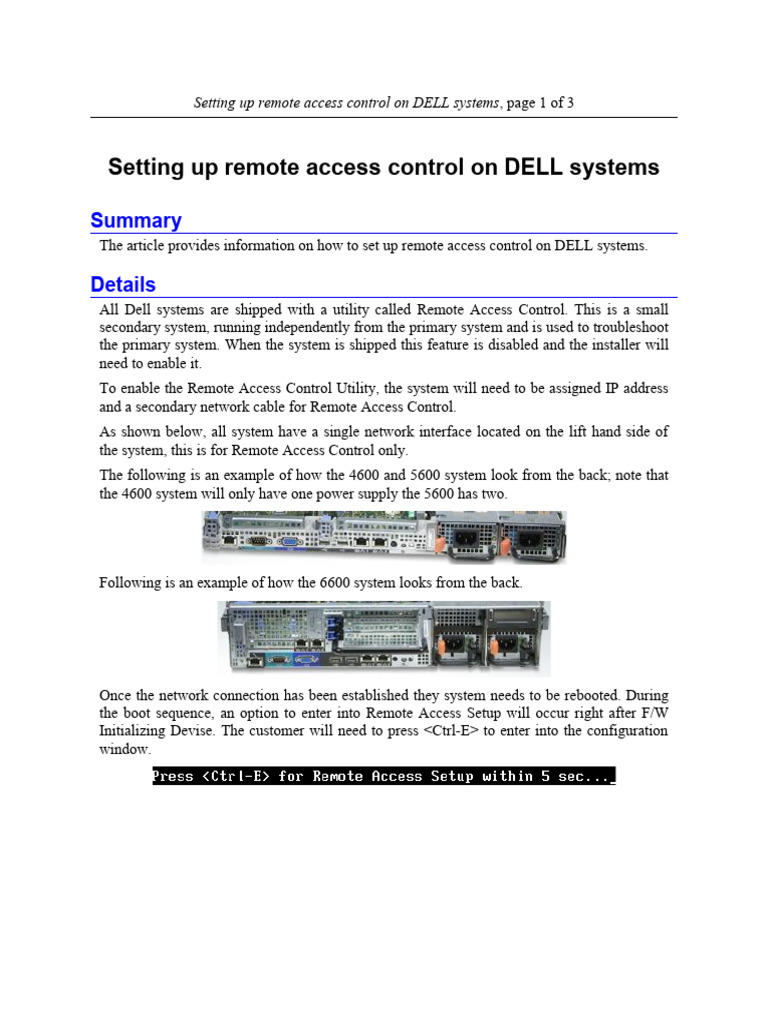 Setting up remote access control on DELL systems | PDF | Network ...