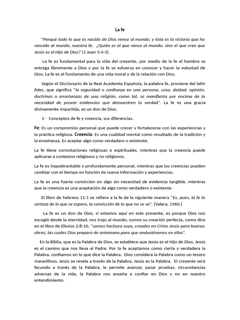La Importancia de la Fe en la Vida Cristiana | PDF | Fe | Dios