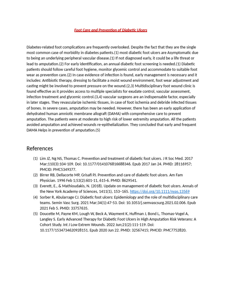 Diabetic Foot Ulcer Prevention Guide | PDF | Wound | Amputation