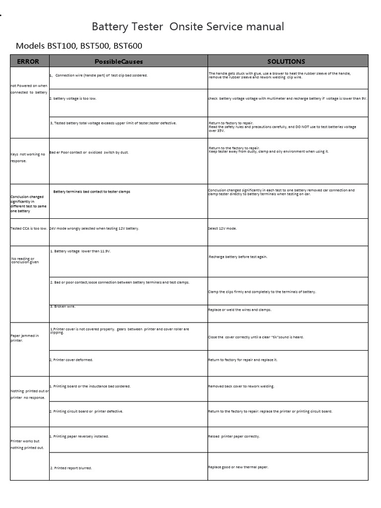 Battery Tester Service Manual Guide | PDF | Printed Circuit Board ...