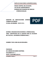 Importancia de La Unasur para El Ecuador en Política - Económica Internacional