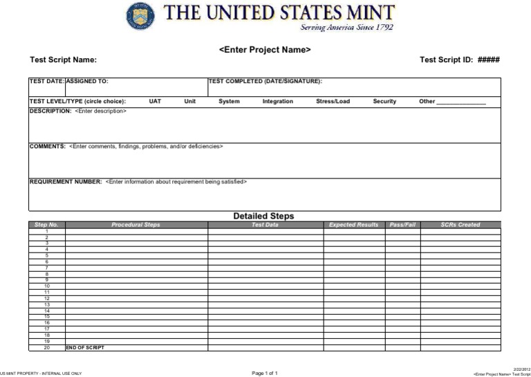 Test Script Template Overview | PDF