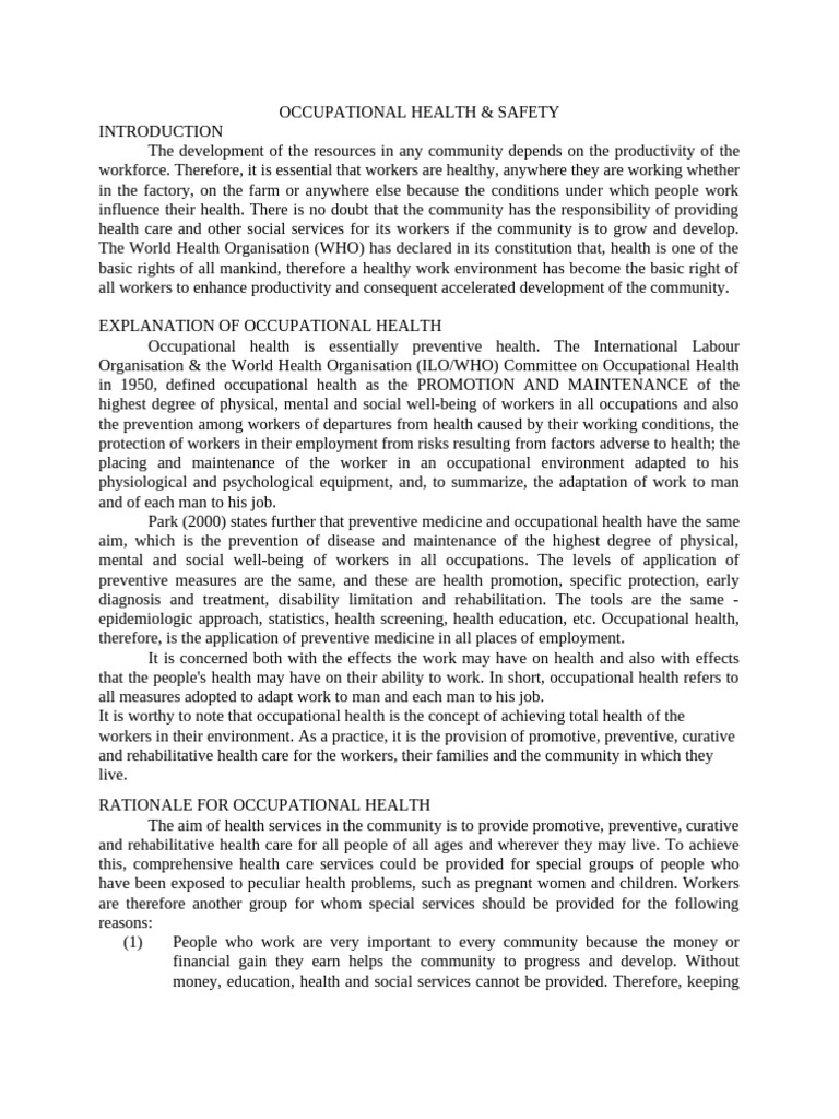 Understanding Occupational Health Benefits | PDF | Occupational Safety ...