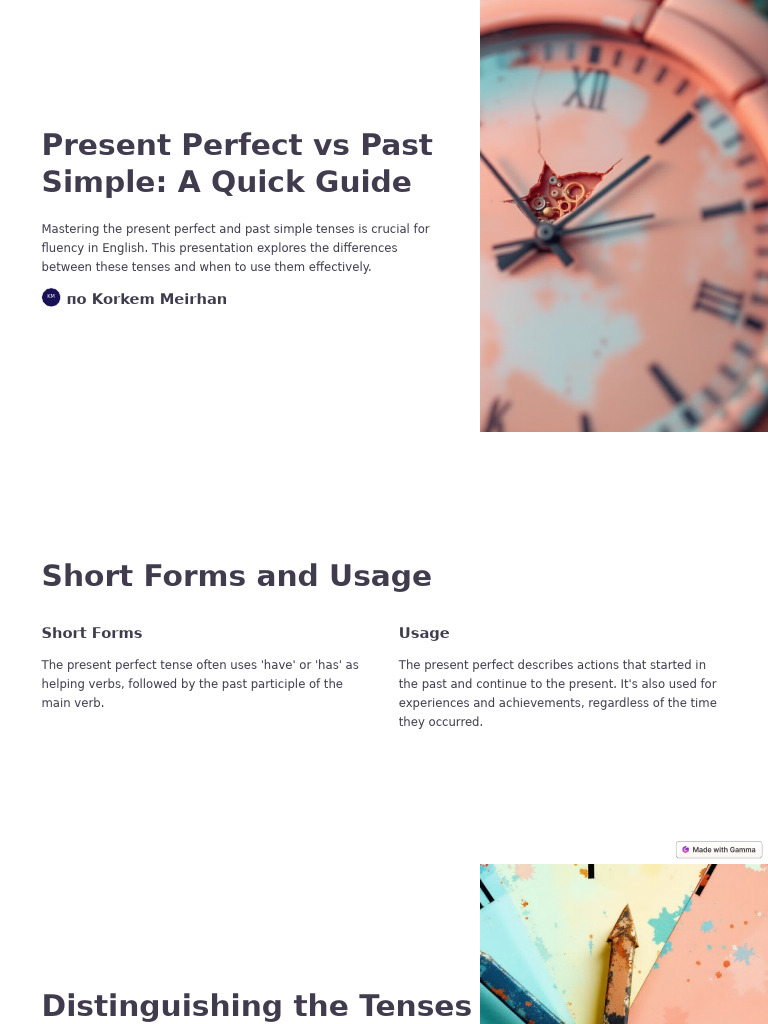 Present Perfect vs Past Simple Guide | PDF | Grammatical Tense ...