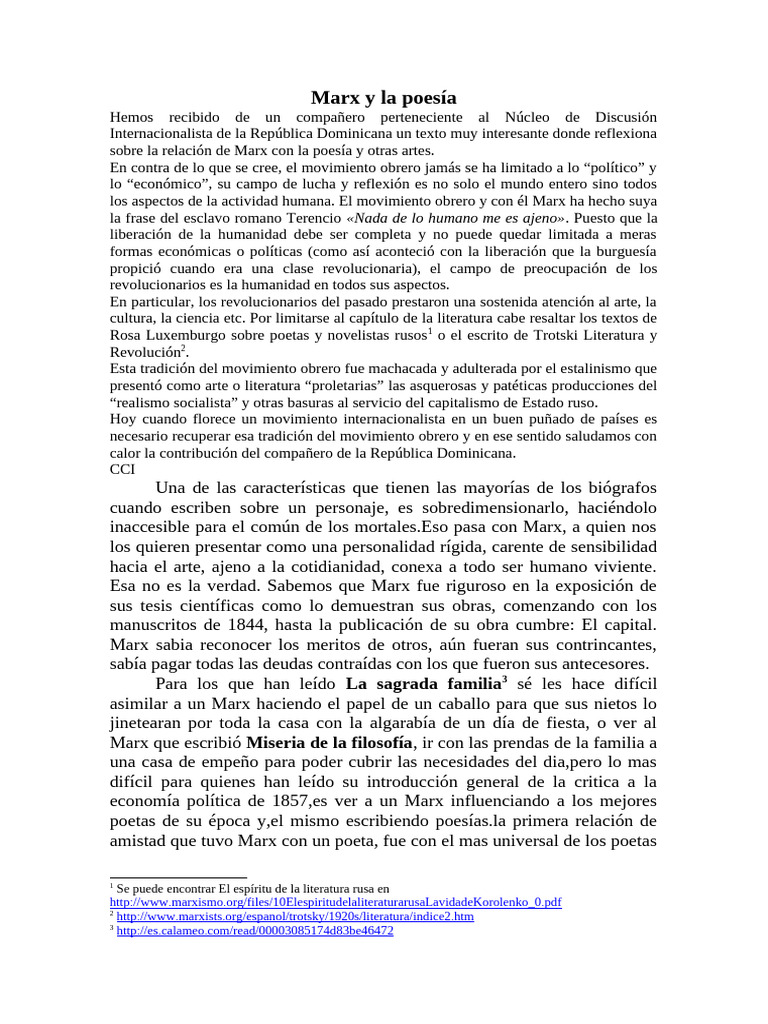 2009 06 05 Marx y La Poesía | PDF | Karl Marx | Educación en artes ...