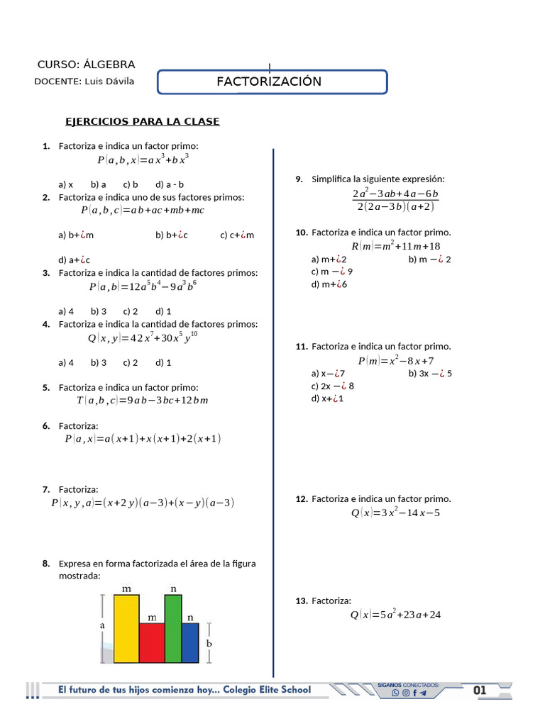 Ejercicios De Factorización En álgebra Pdf Ajedrez