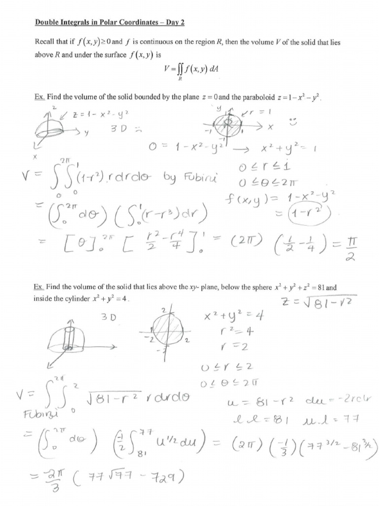 Double+Integrals+in+Polar+Coordinates Day+2 Key | PDF