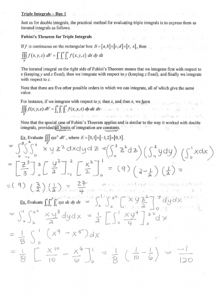Triple+Integrals+Day+1 Key | PDF