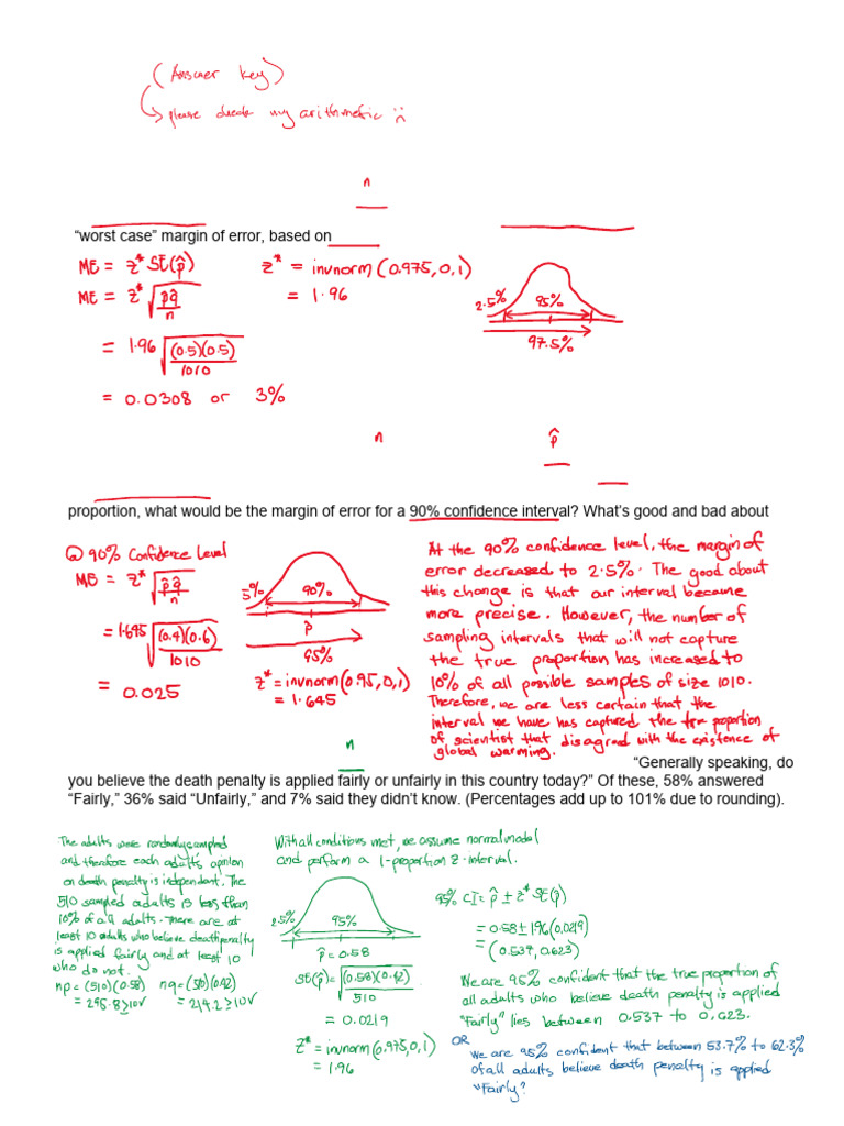 Confidence Intervals for Proportions Worksheet | PDF | Opinion Poll ...