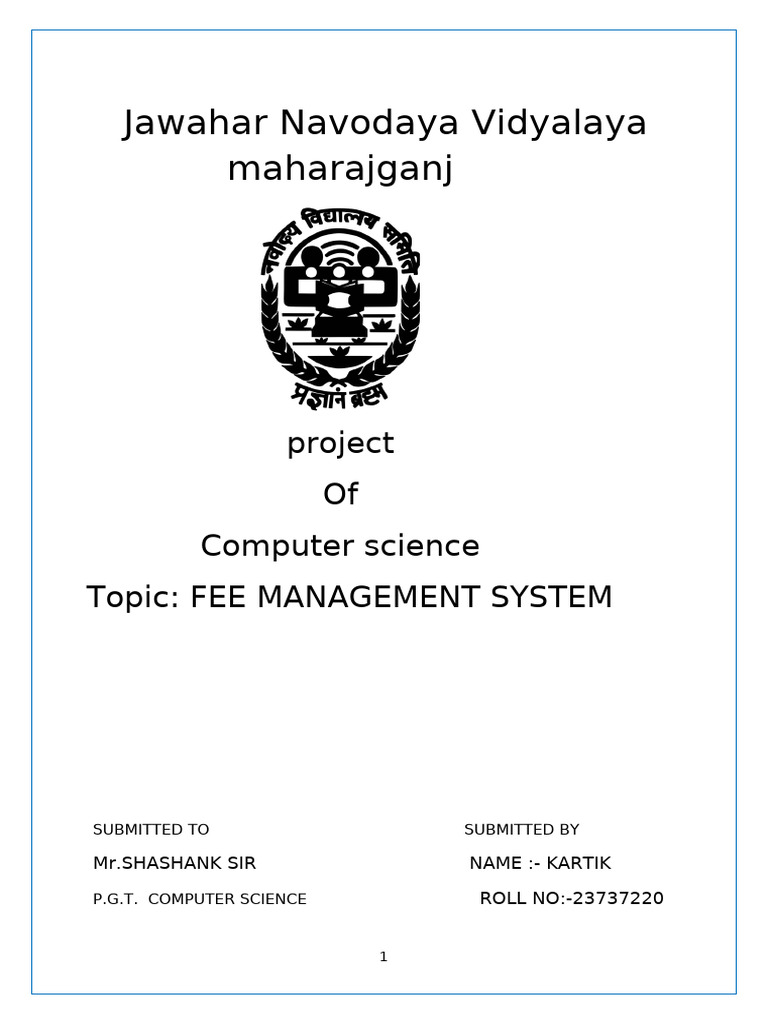 Fee Management System Project Report | PDF