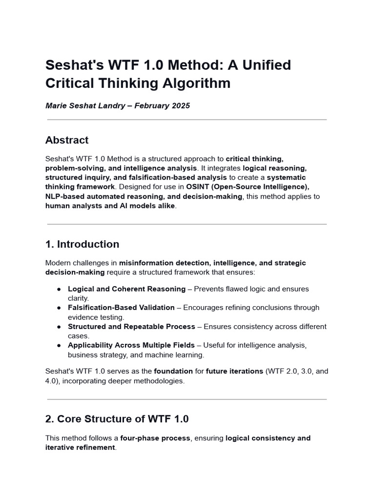 Seshat's WTF 1.0: Critical Thinking Method | PDF | Critical Thinking ...