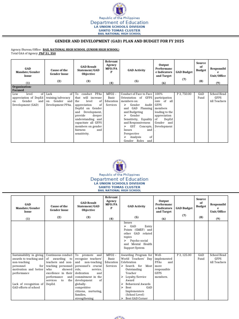 GAD-PLAN-AND-BUDGET-AND-FINANCIAL-PLAN | PDF