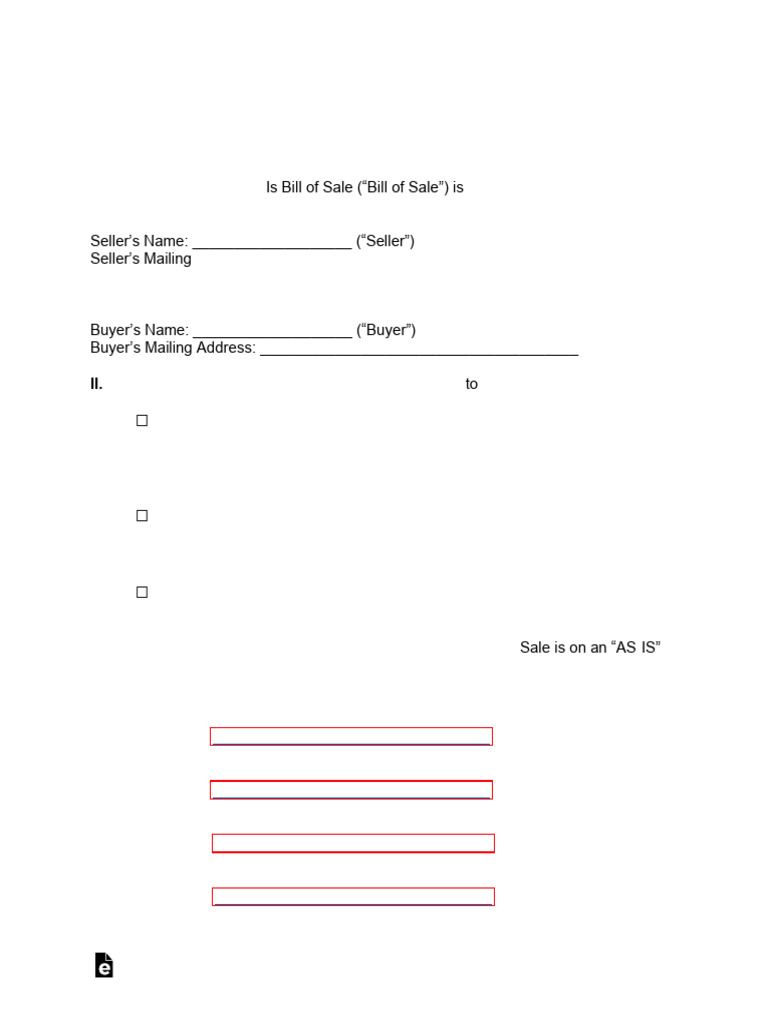 As-Is Bill of Sale Template for Vehicles | PDF