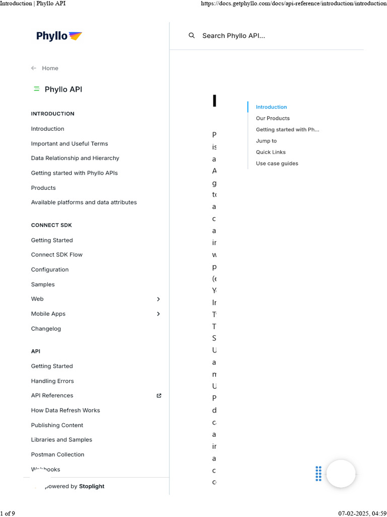 Phyllo API Documentation Overview | PDF | Software Engineering ...
