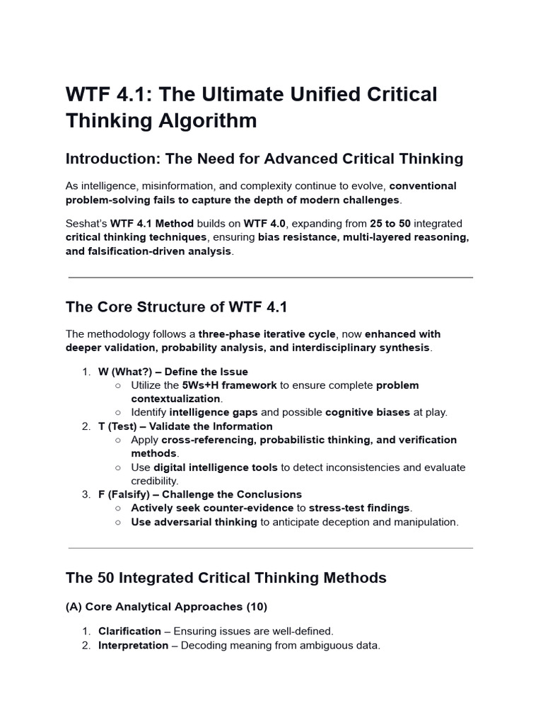 Advanced Critical Thinking Method 4.1 | PDF | Thought | Critical Thinking