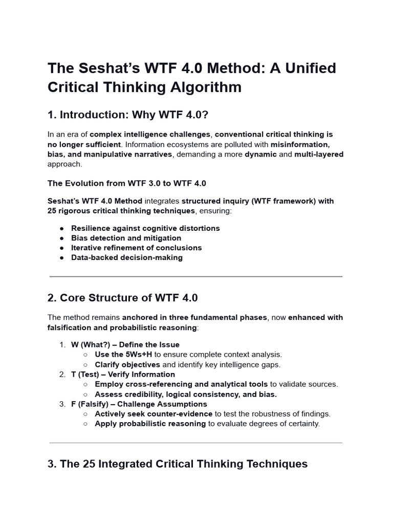 The Seshat's WTF 4.0 Method - A Unified Critical Thinking Algorithm ...