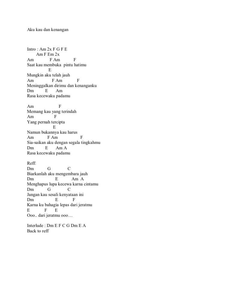 Chord dan Lirik Kenangan Musik | PDF | Seni