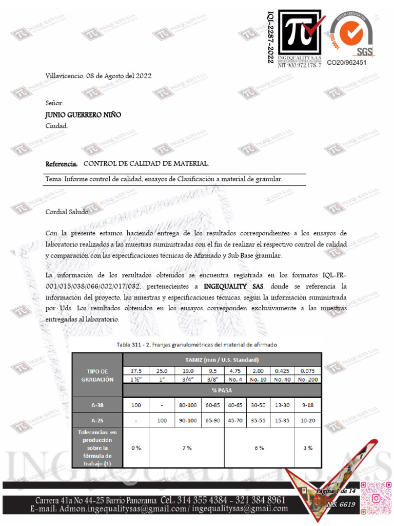 Caracterizacion N.S 6619 (Iqi 2287-22) | PDF | Suelo | Sedimentología