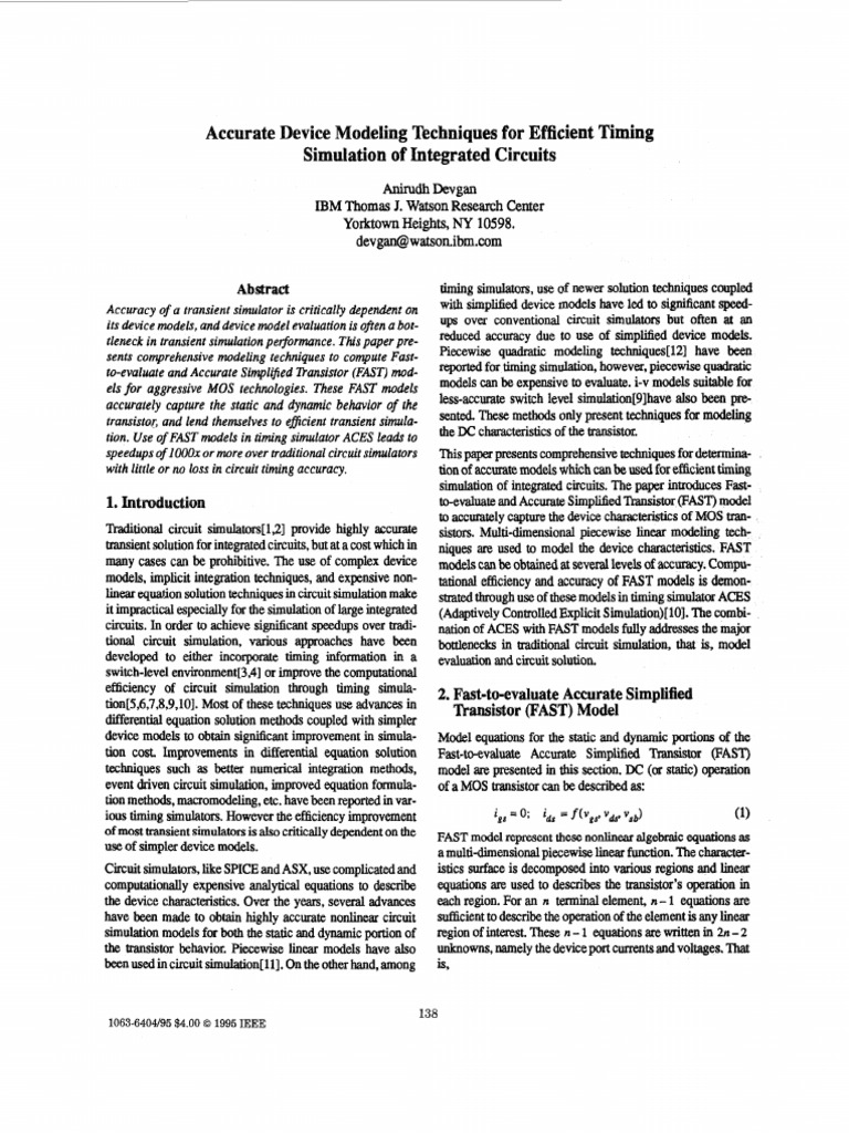 Efficient Timing Simulation with FAST Models | PDF | Spice | Electrical ...