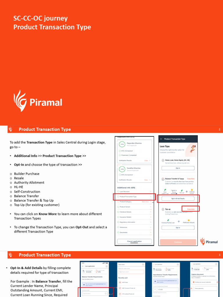 SC CC OC Product Transaction Type | PDF