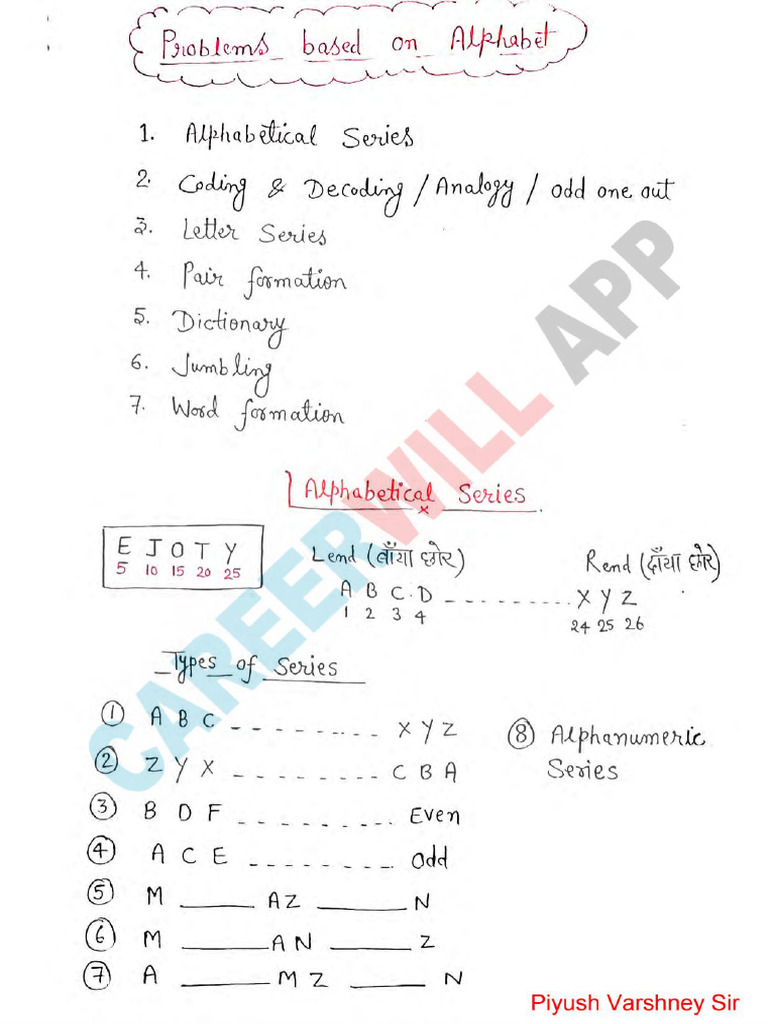 Reasoning Full Class Notes (Hand Written) - 430495 - Crwill | PDF