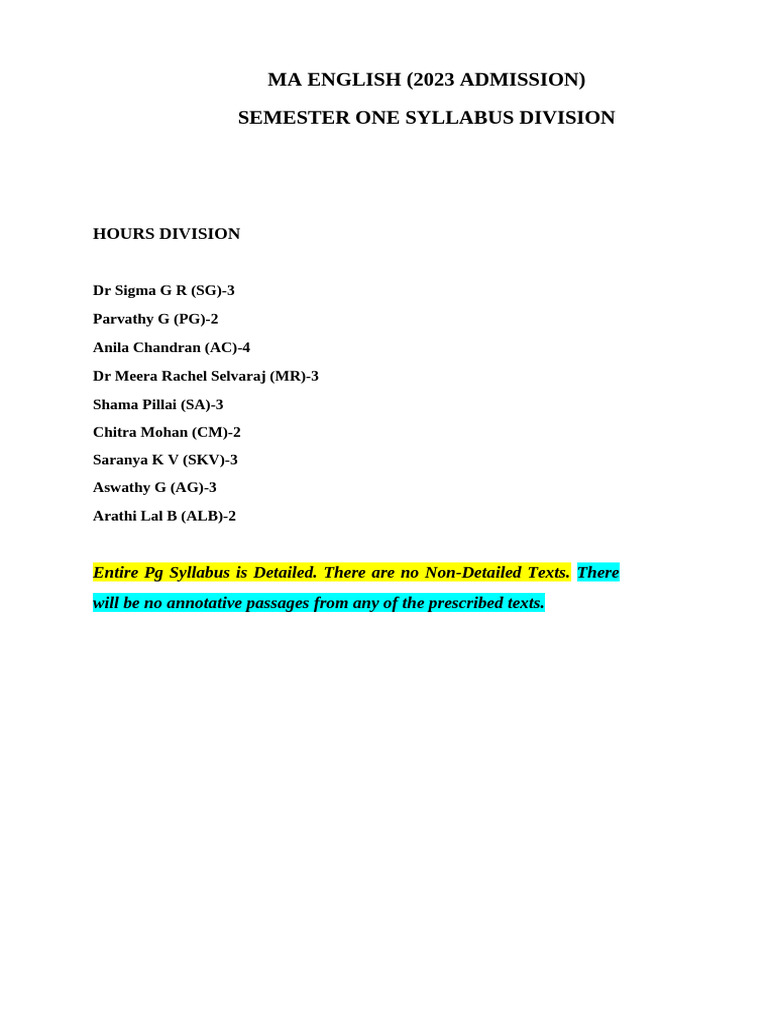 Semester I - FINAL MA Portion Division (2023-24-1)-1 (1) | PDF | Word ...
