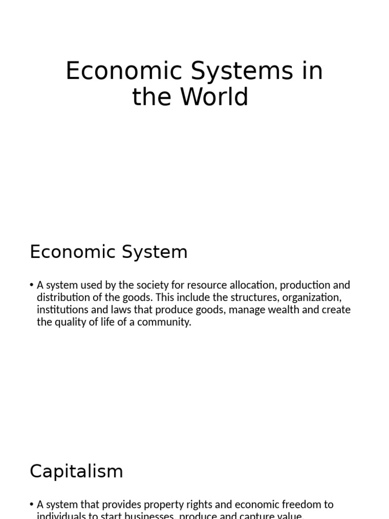 Overview of Global Economic Systems | PDF | Market (Economics) | Capitalism