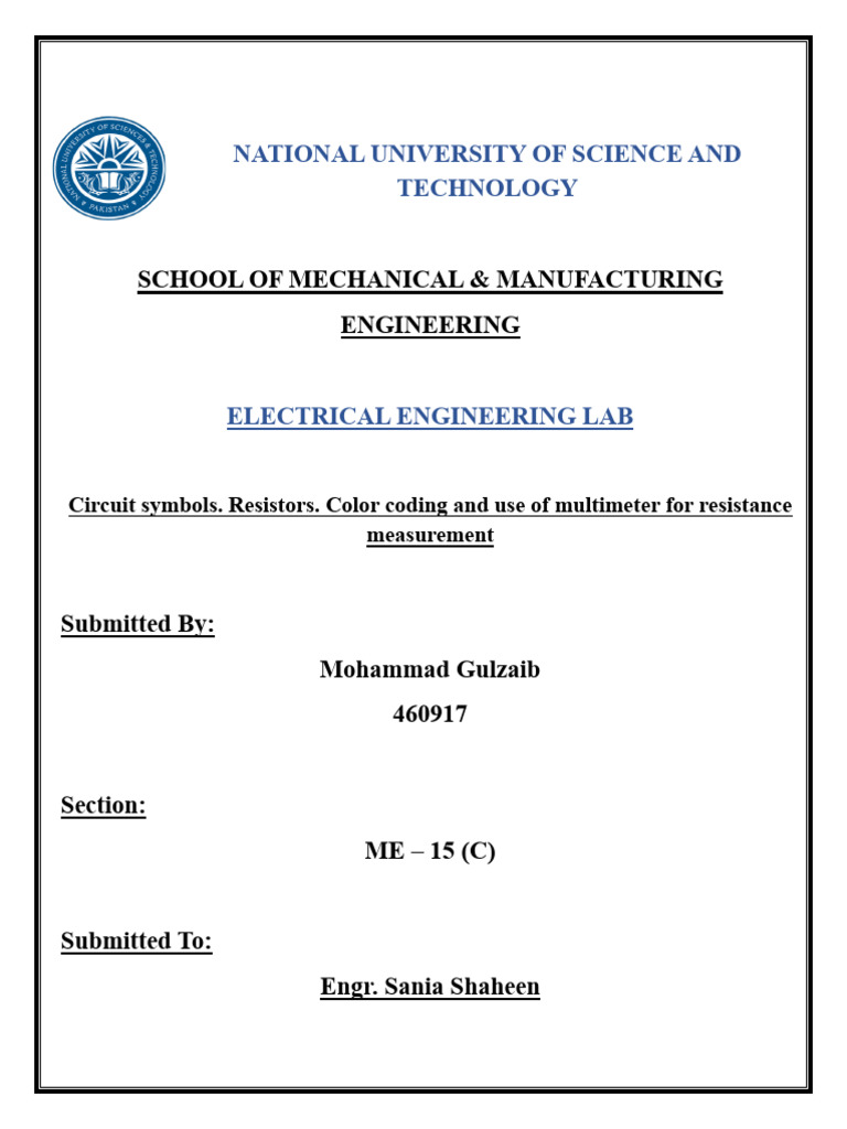 Electrical Engineering Lab Report: Resistors | PDF | Resistor | Voltage