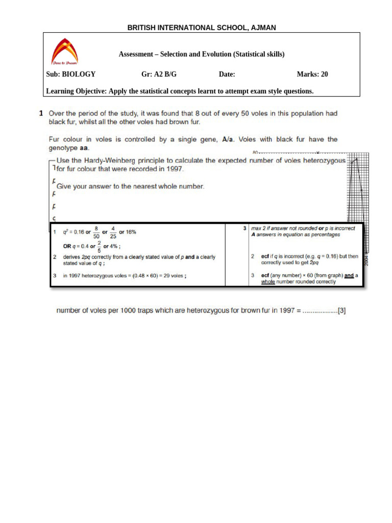 Biology Assessment: Statistical Skills | PDF