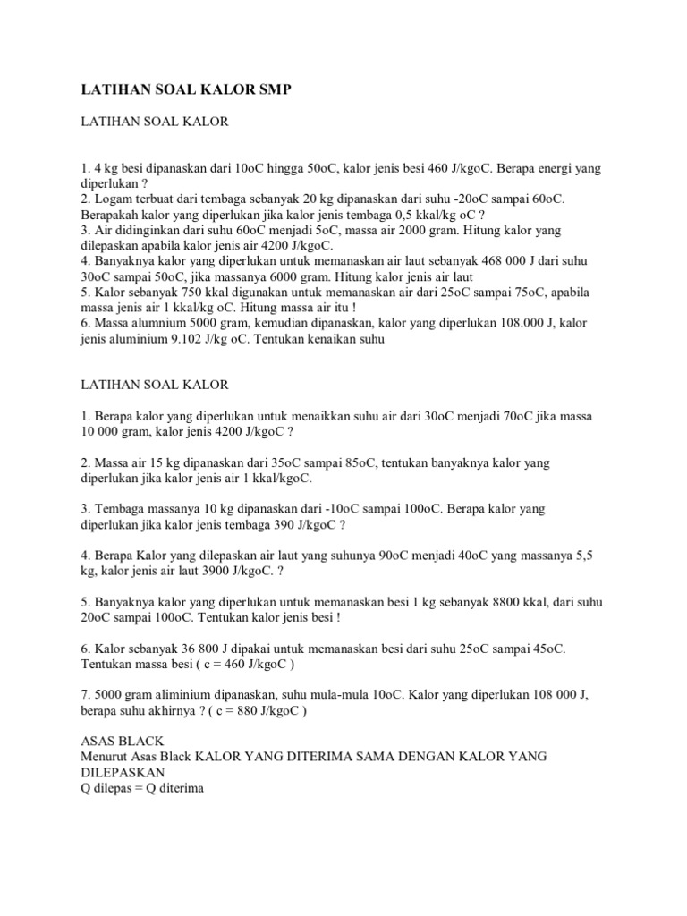 Latihan Soal Kalor Smp