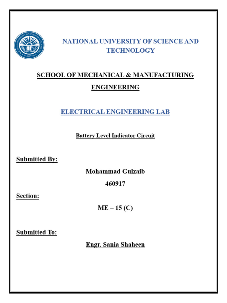 Battery Level Indicator Circuit Report | PDF | Light Emitting Diode ...